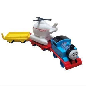 Plastic Thomas the train set with Harold the helicopter